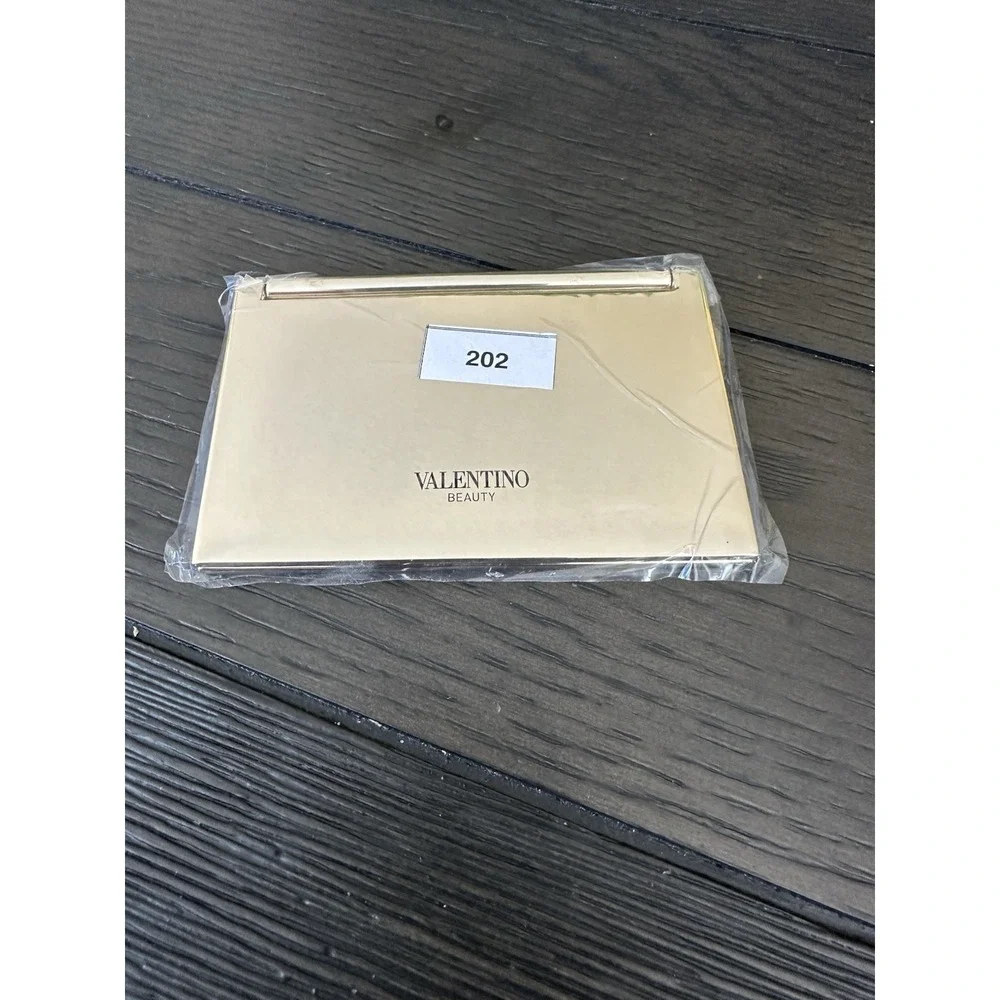Valentino Beauty Gold V Logo Folding Compact Makeup Mirror Travel Pocket